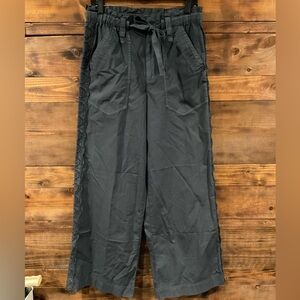 DEMOCRACY Dk Teal Wide Leg Beach Pants with Crochet Trim down Leg Size 10